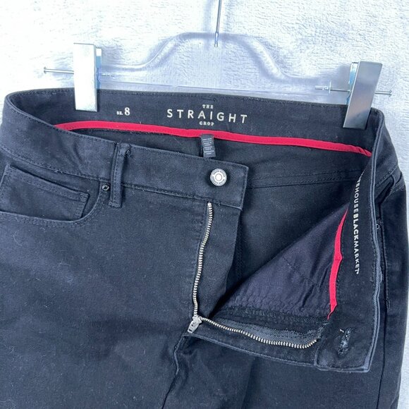 White House Black Market Jeans Women's The Straight Crop Black Size 8 Stretch - Picture 4 of 10